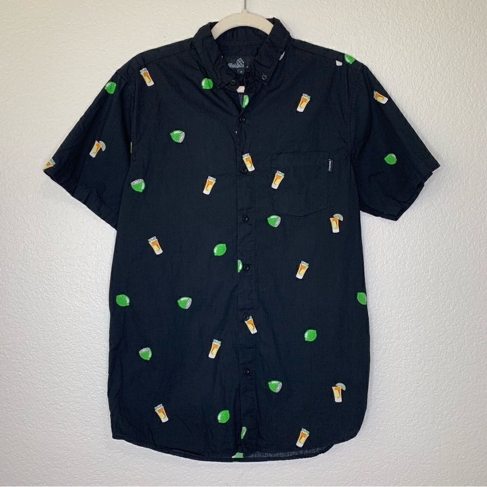 Molokai Men’s Black Lime Tequila Button Down Shirt - image 1